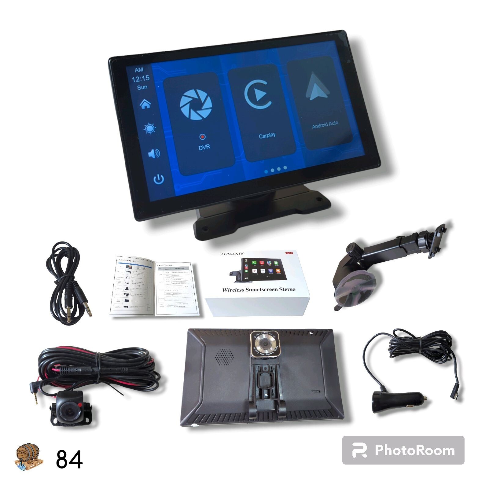 HAUXIY Q9S Dash Mount 9″ Touchscreen Car Stereo with Dual Cameras