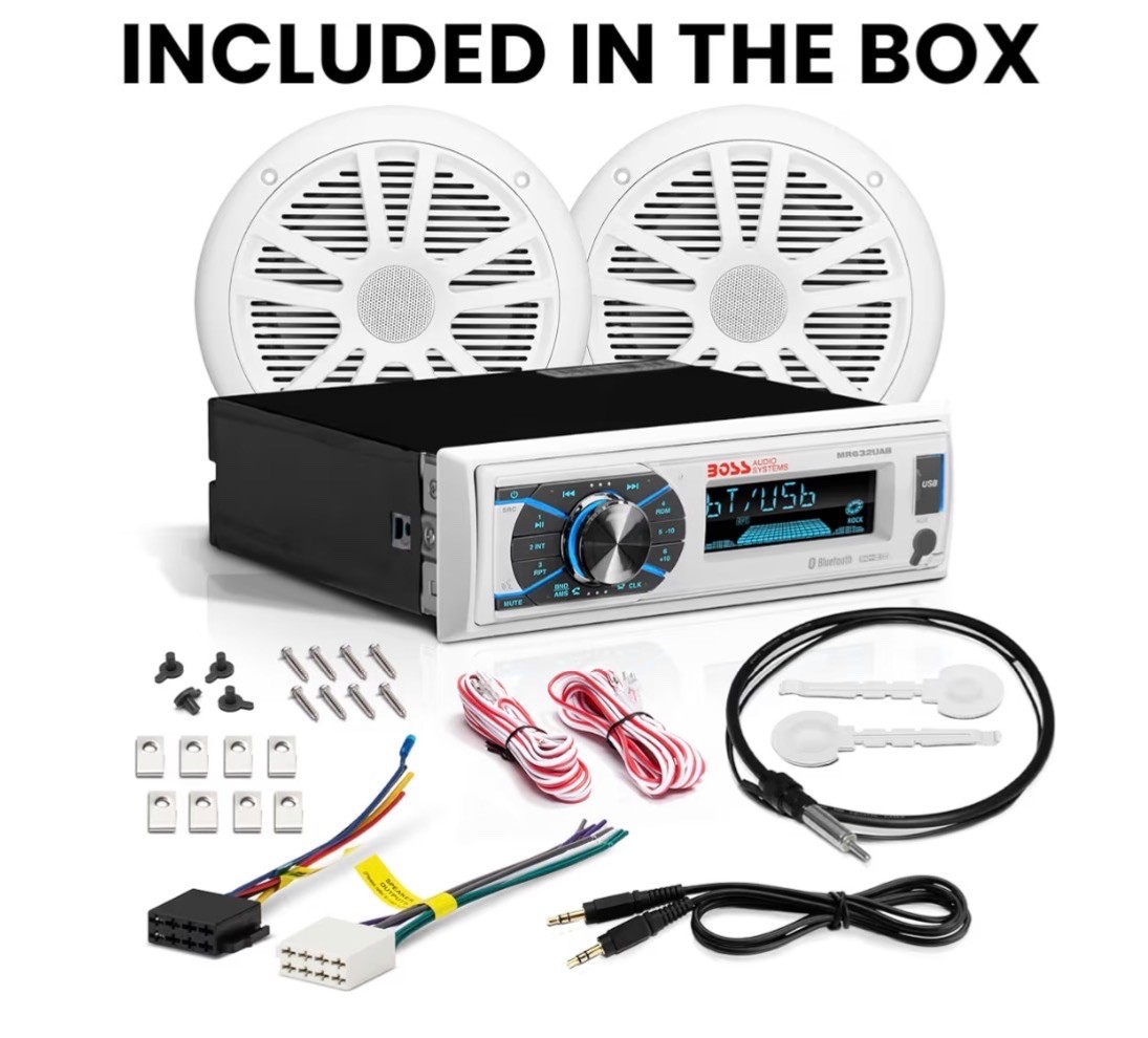 MCK632WB.6 Marine Boat Bluetooth Stereo & 6.5 Inch Speakers – No CD DVD Player,