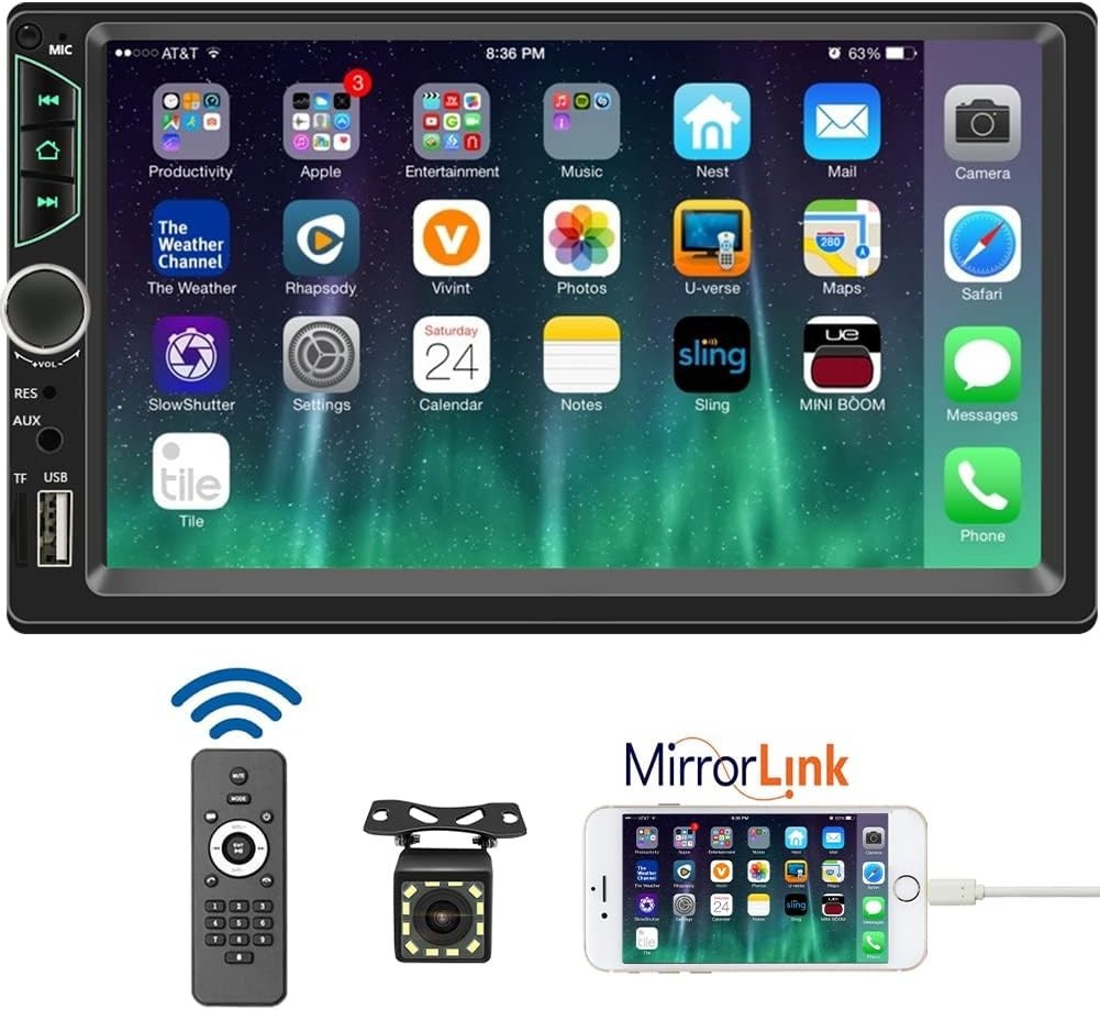 Multimedia Car Stereo with 7-Inch Touchscreen, Bluetooth & Mirror Link Support