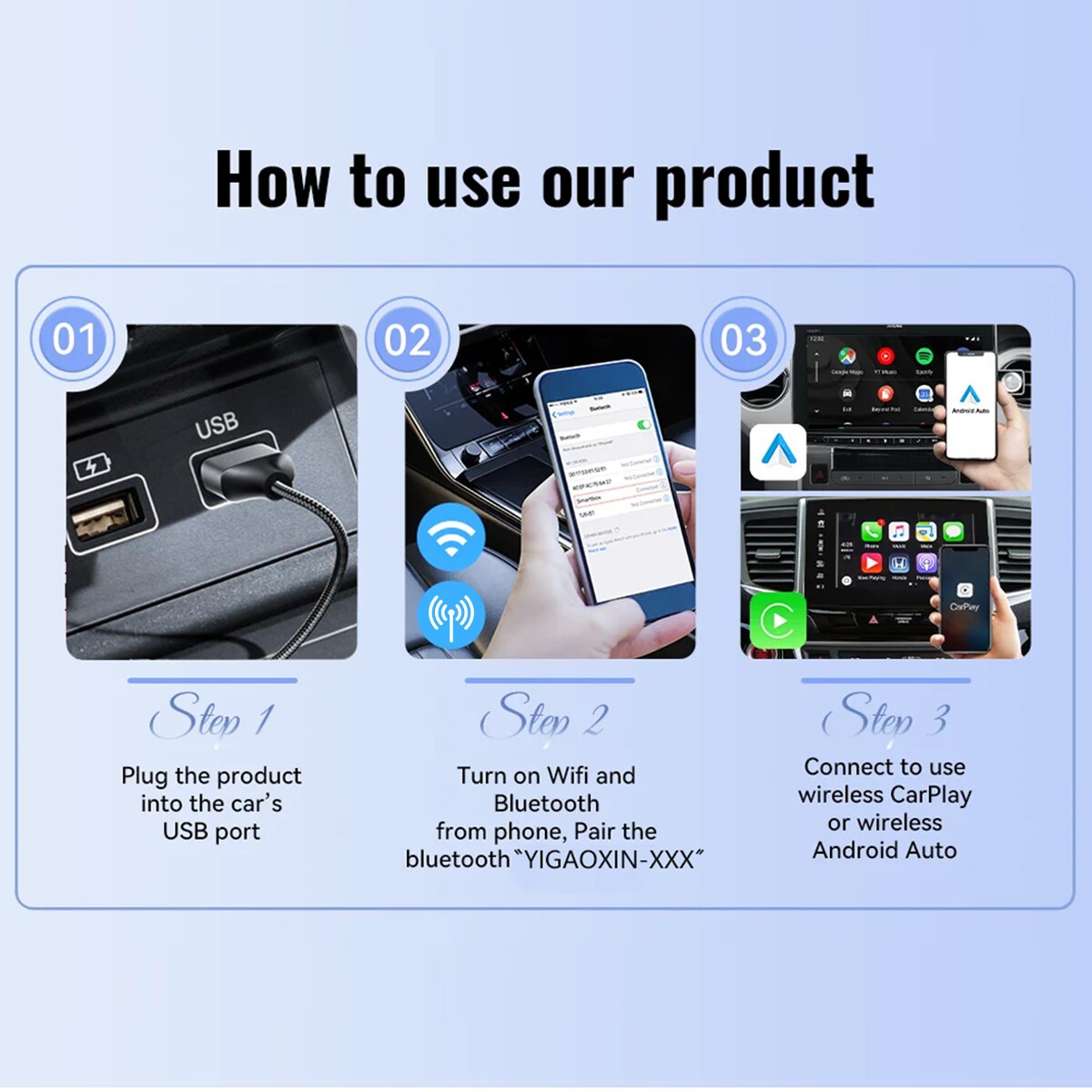For Wireless CarPlay AI Box Android Auto Adapter WIFI Converter Netflix YouTube