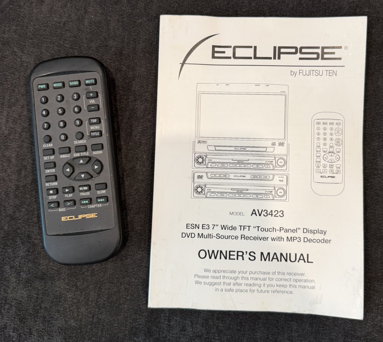 Eclipse Av3423MT AM/FM DVD Stereo MP3 In-Dash Media Player – Untested