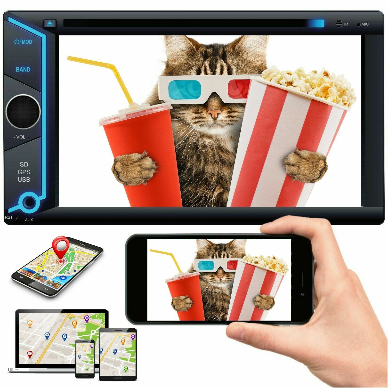200W 6.2″ DVD CDMirror Link For Android & IOS Receiver+ 4x Pioneer 6.5″ Speakers