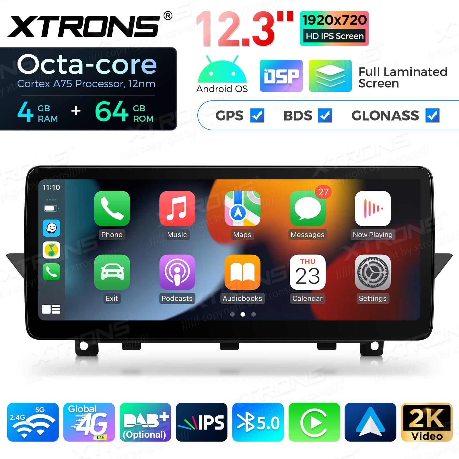 12.3″ Android 14 4G 8-Core 4+64GB CarPlay Car Screen Upgrade WiFi For BMW X1 E84