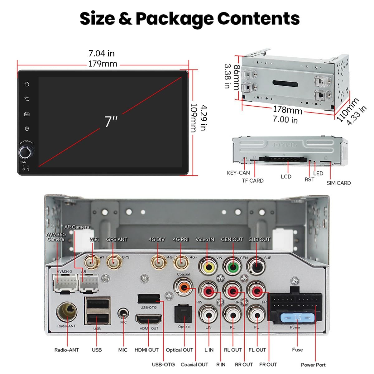 Joying 7 Inch Double Din Car Stereo Android 13 Radio, 4GB+64GB Car Audio Rece…