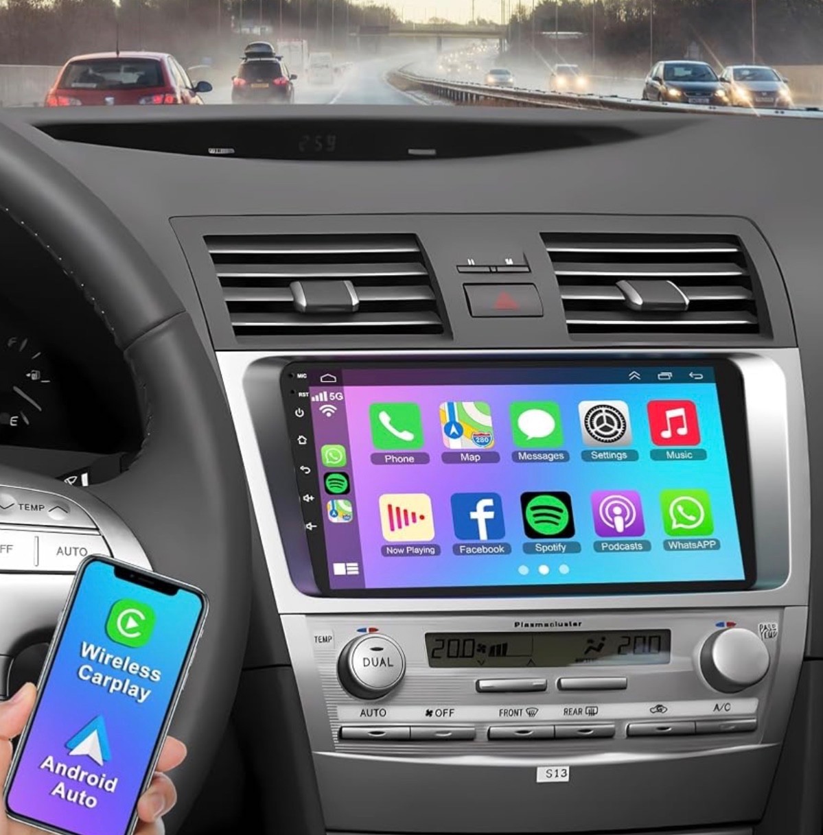 Car Radio Stereo for Toyota Camry 2006-2011 Carplay&Android Auto&Mirrolink, SWC
