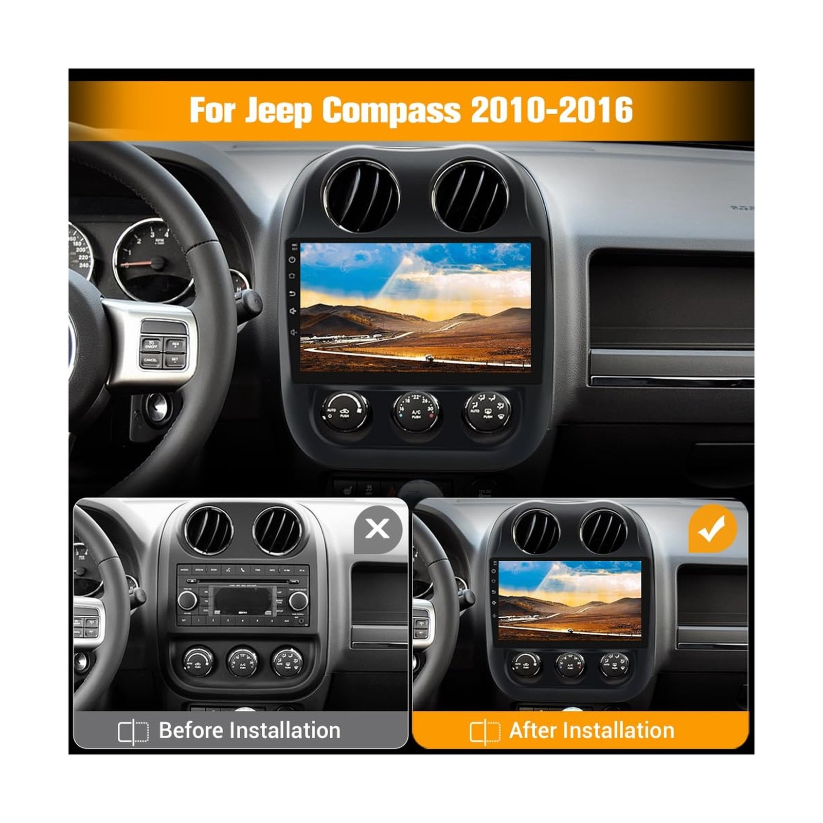 Junsun 4G+64G 10 inch Touch Screen Car Radio Stereo for Jeep Compass Patriot …