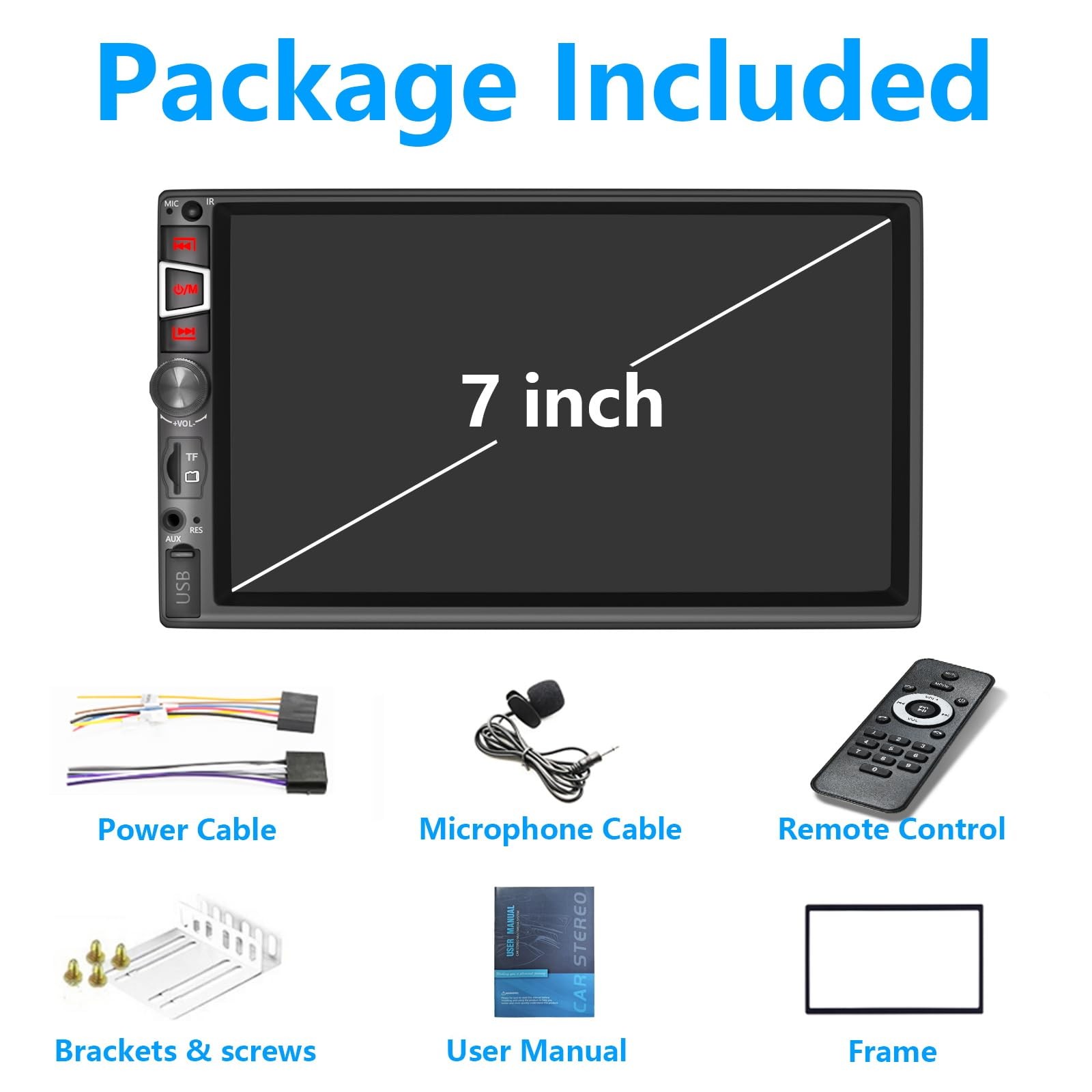 Double Din Car Stereo Compatible with Wireless Carplay&Android Auto&Mirror
