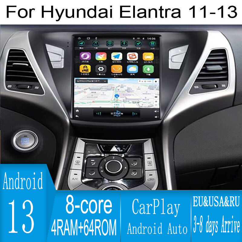 10.4″ Android Navigation Car Gps Tesla Style For Hyundai Elantra 11~13 Radio