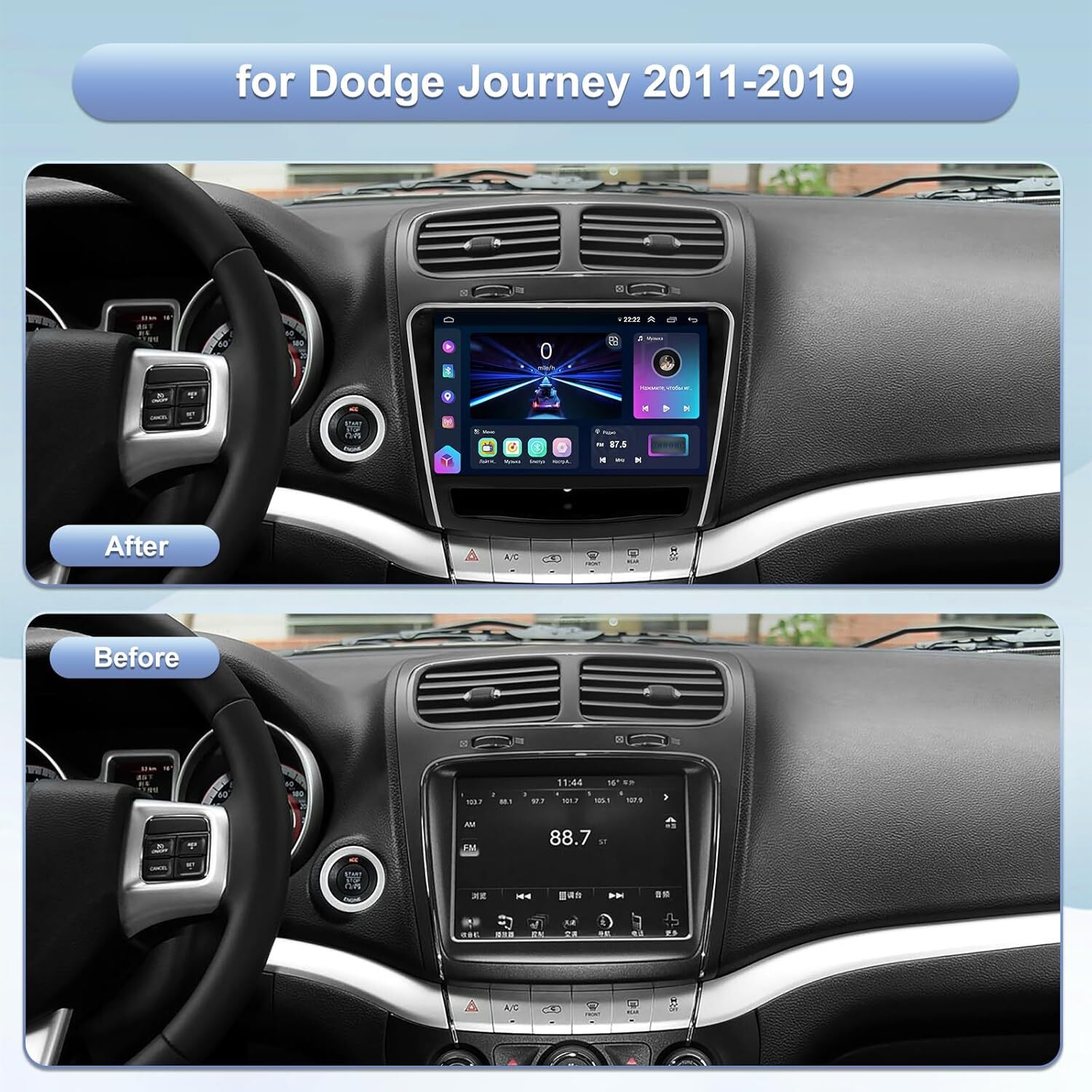 10″ Android 12 For Dodge Journey 2011-2019 Stereo Radio Apple Carplay FM Nav CAM