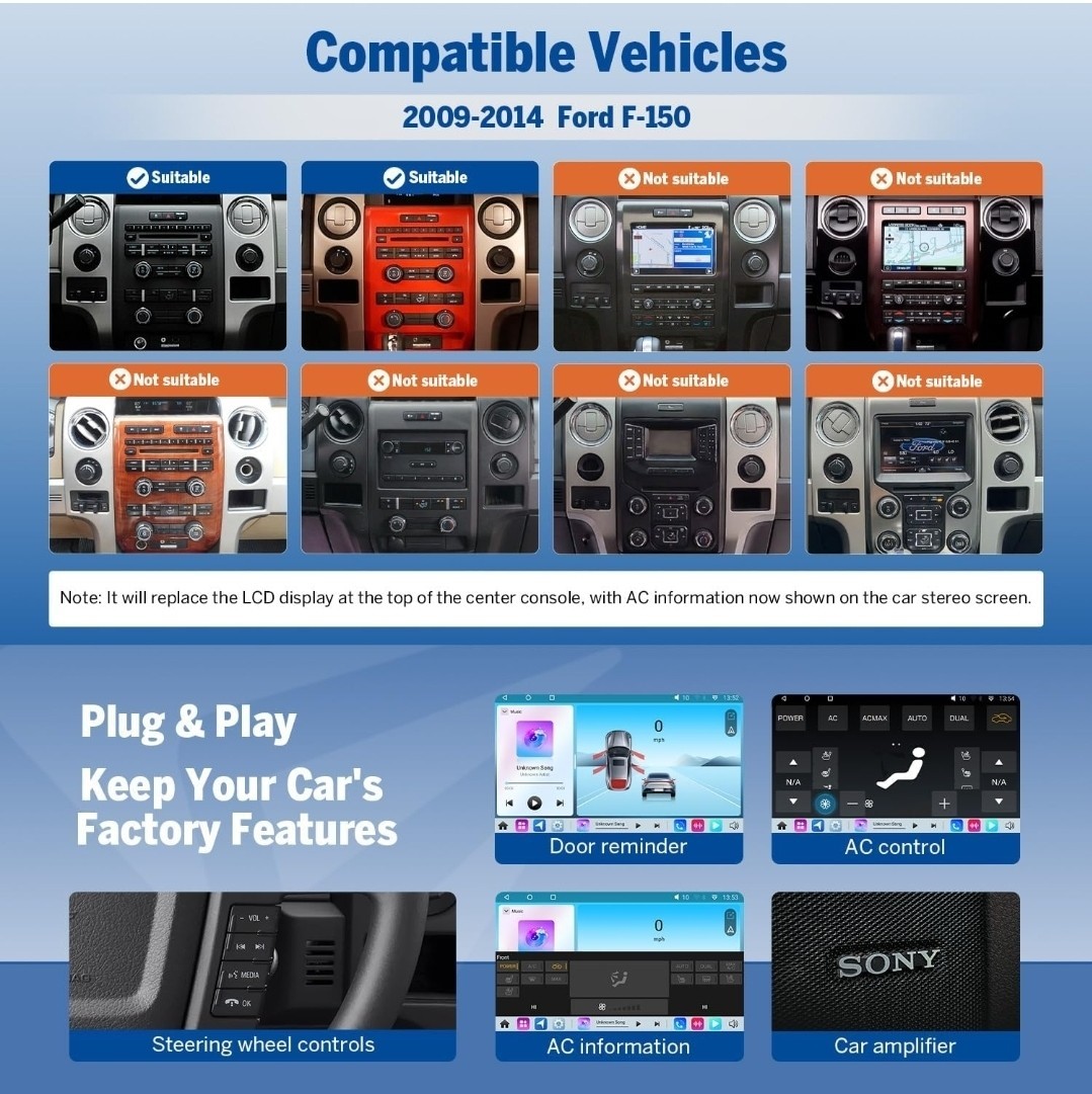 Eonon 9″ Car Radio Compatible with Ford F150 2009-2014,Large Touchscreen Display