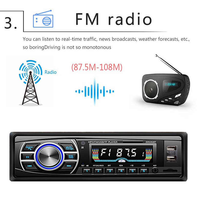 Single 1 Din Car Stereo Radio Audio Unit Bluetooth Car MP3 Player FM/USB/AUX/TF