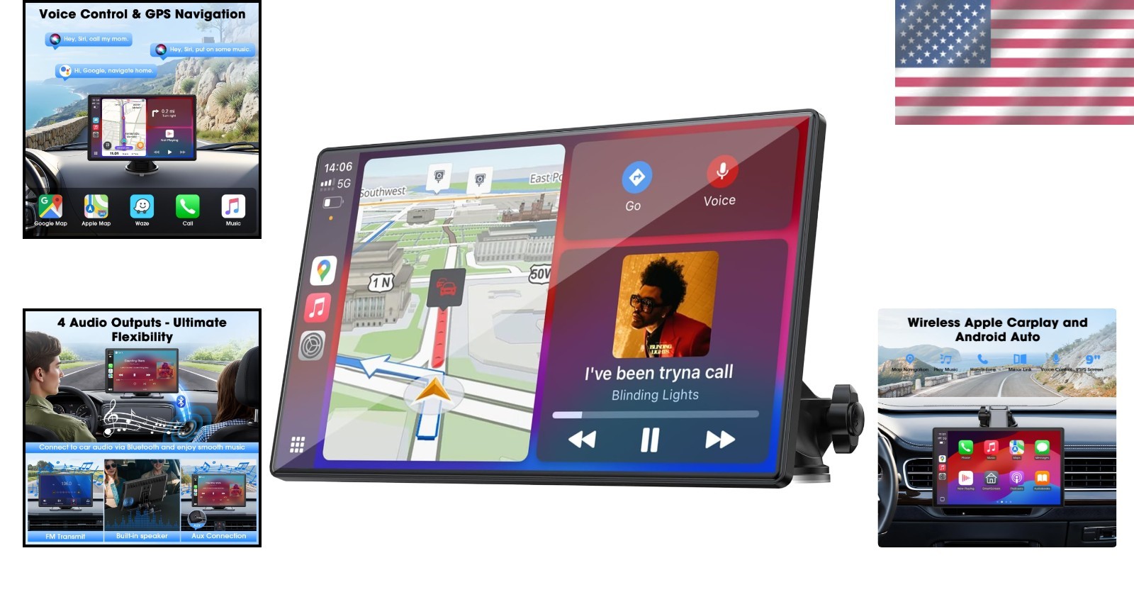 Portable 9-Inch CarPlay Screen with Bluetooth & GPS: Perfect for All Vehicles