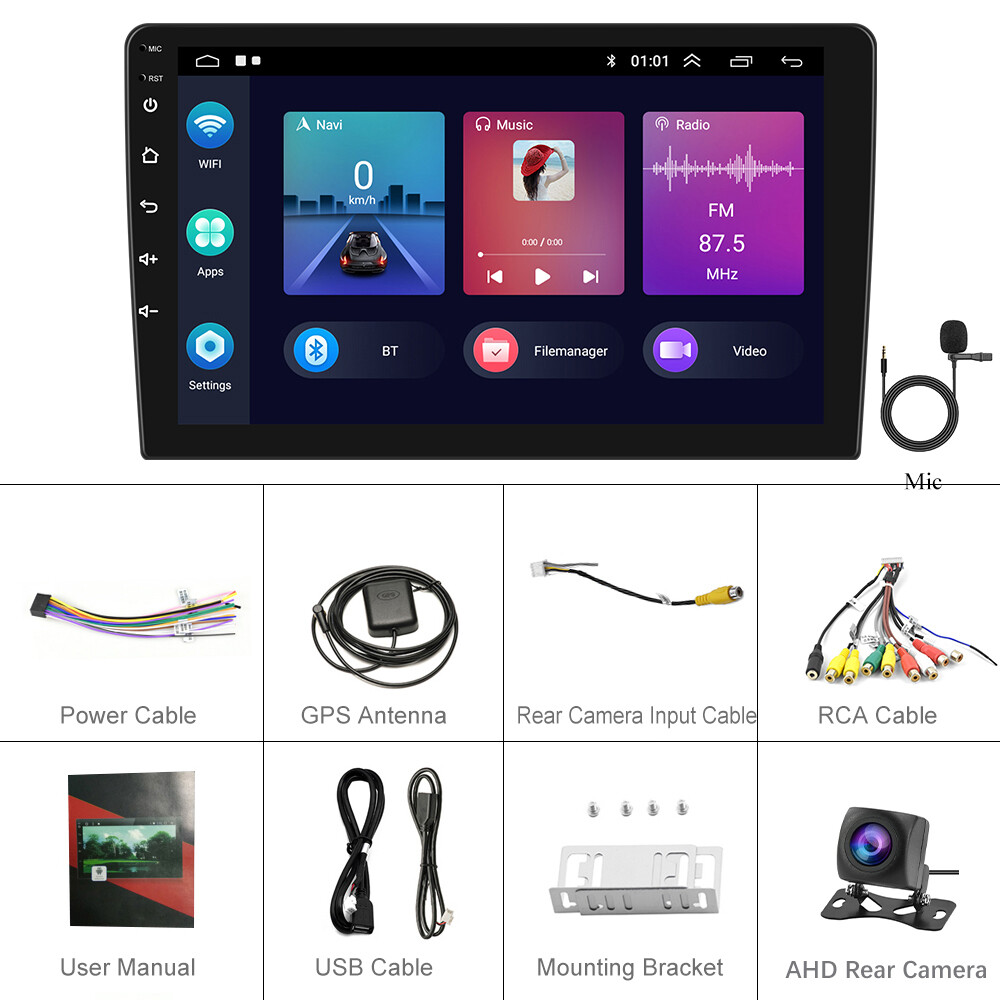 2DIN 9” Android Wireless Apple CarPlay Car Stereo GPS Radio MP5 Player + Camera