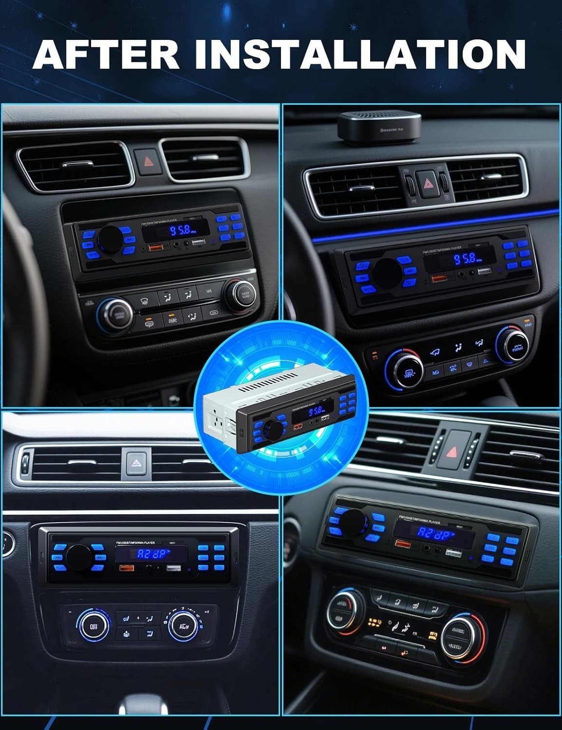 Single DIN Bluetooth Car Stereo, Handsfree Car Radio Receiver & Car Audio Sys…