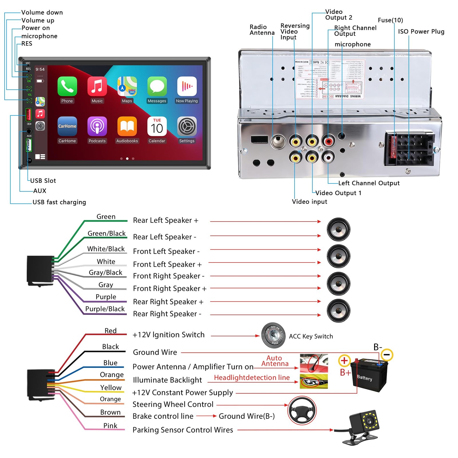 Single Din Touchscreen Radio,Single Din Car Stereo with 7” Touchscreen,Car R…