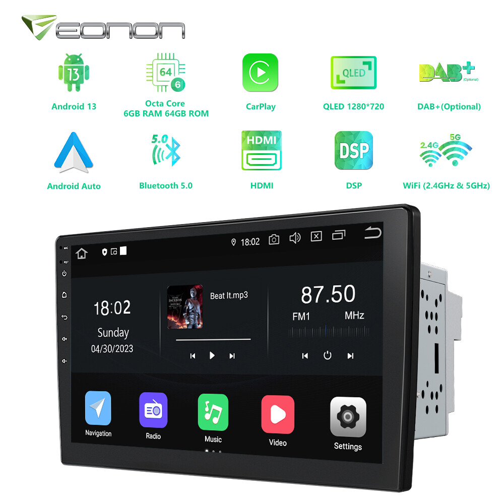 Eonon UA12S Plus Android 13 6+64G Double 2Din 10.1″ Car Stereo Radio GPS CarPlay