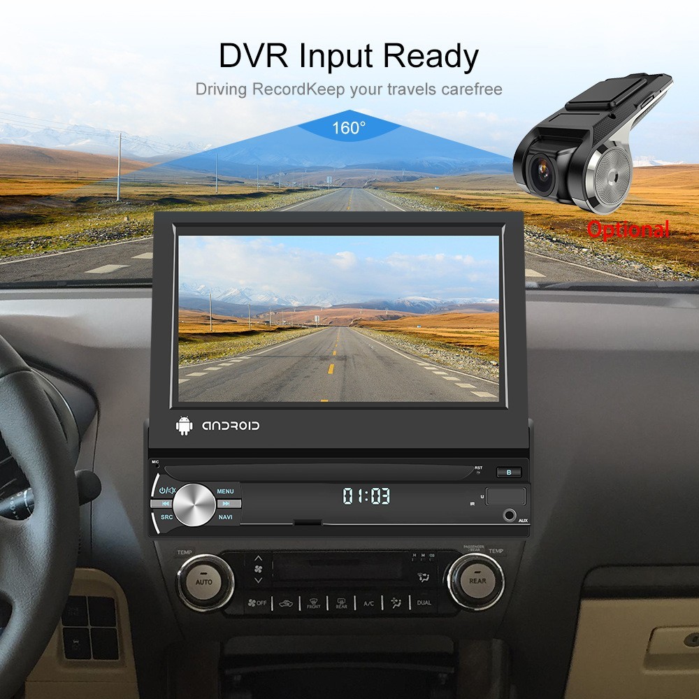 7″ HD Android Car Navigation Head Unit Bluetooth CarPlay WiFi Manual Fold Screen