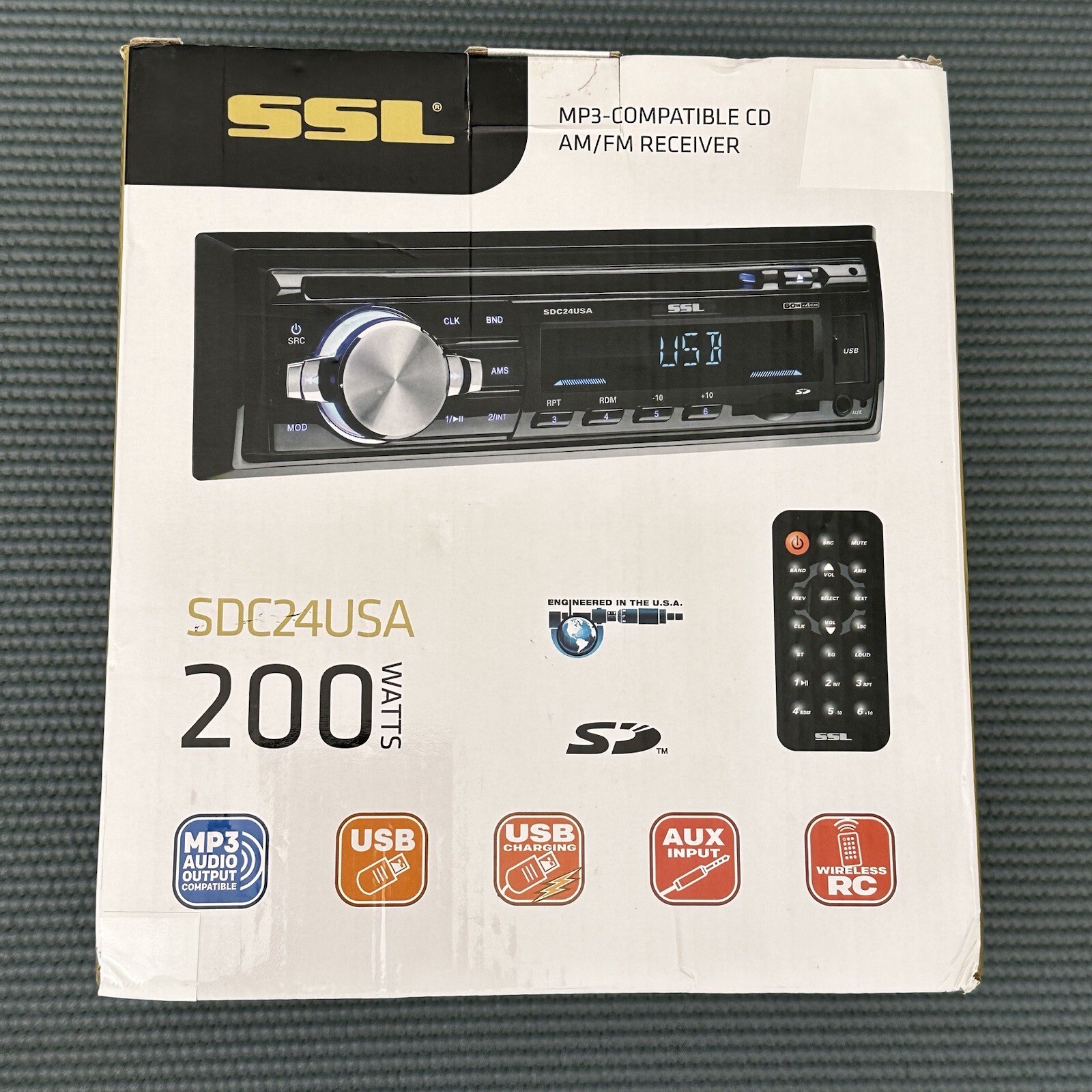 SSL Car Stereo SDC24USA 200 Watts MP3 Compatible CD AM FM Receiver OPEN BOX RARE