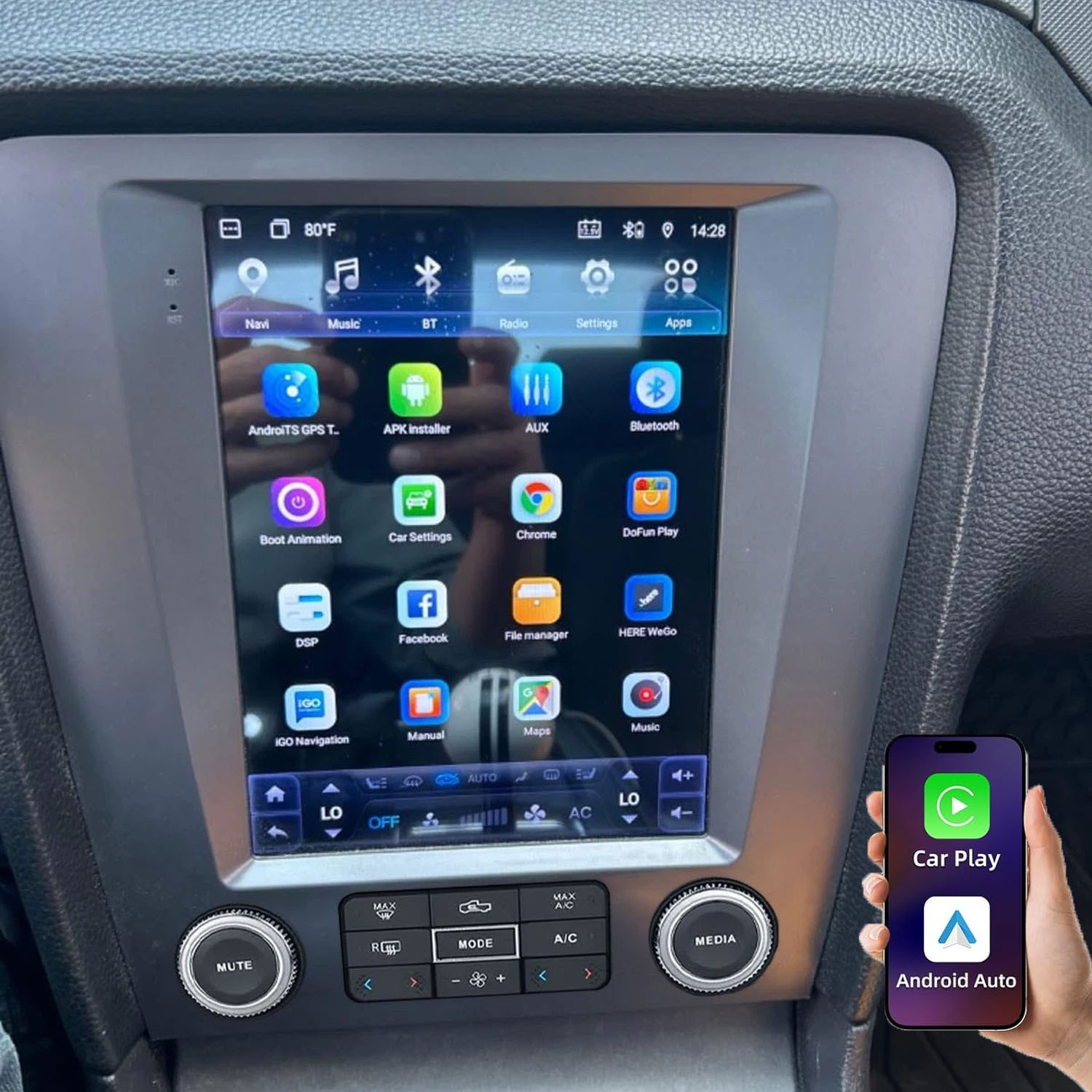 Apple Carplay For Ford Mustang 2010-2014 Android 13 Car Radio Stereo GPS 4G+64G