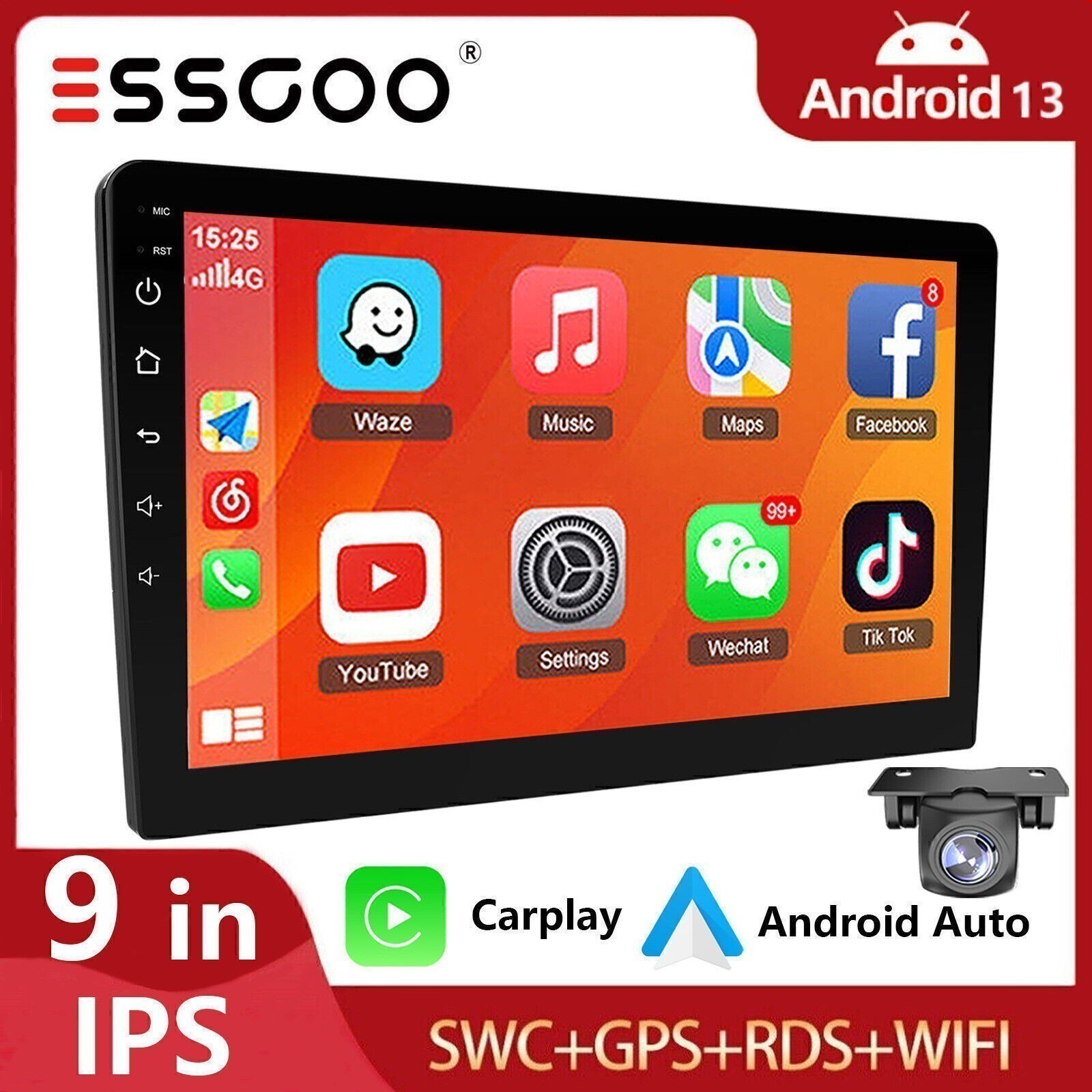 9″ Carplay Android Auto Car Stereo Radio USB Head Unit Bluetooth MirrorLink +AHD