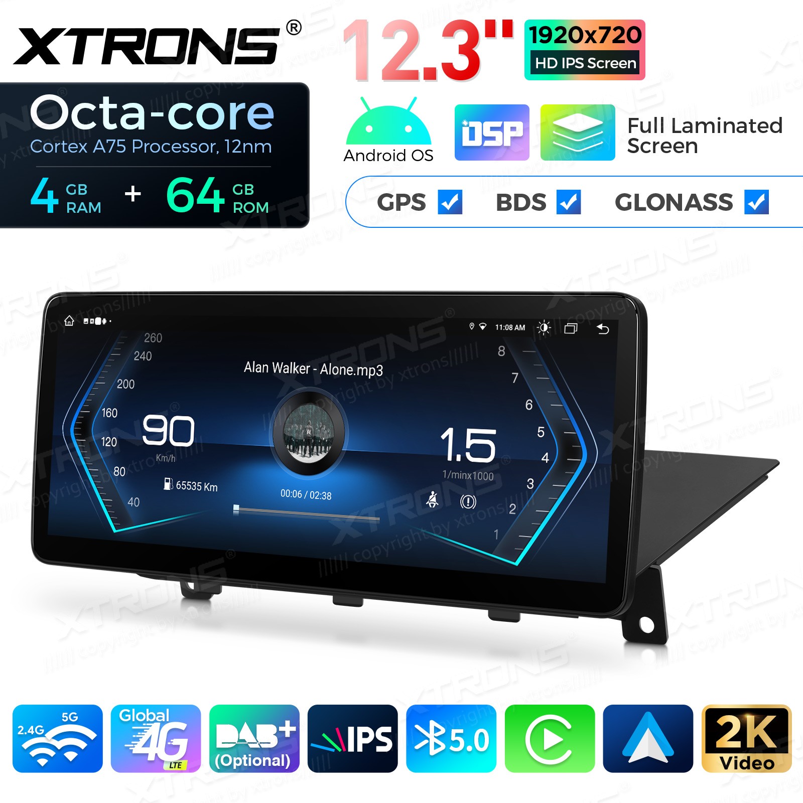 12.3″ Android 14 4G 8-Core 4+64GB CarPlay Car Screen Upgrade WiFi For BMW X1 E84
