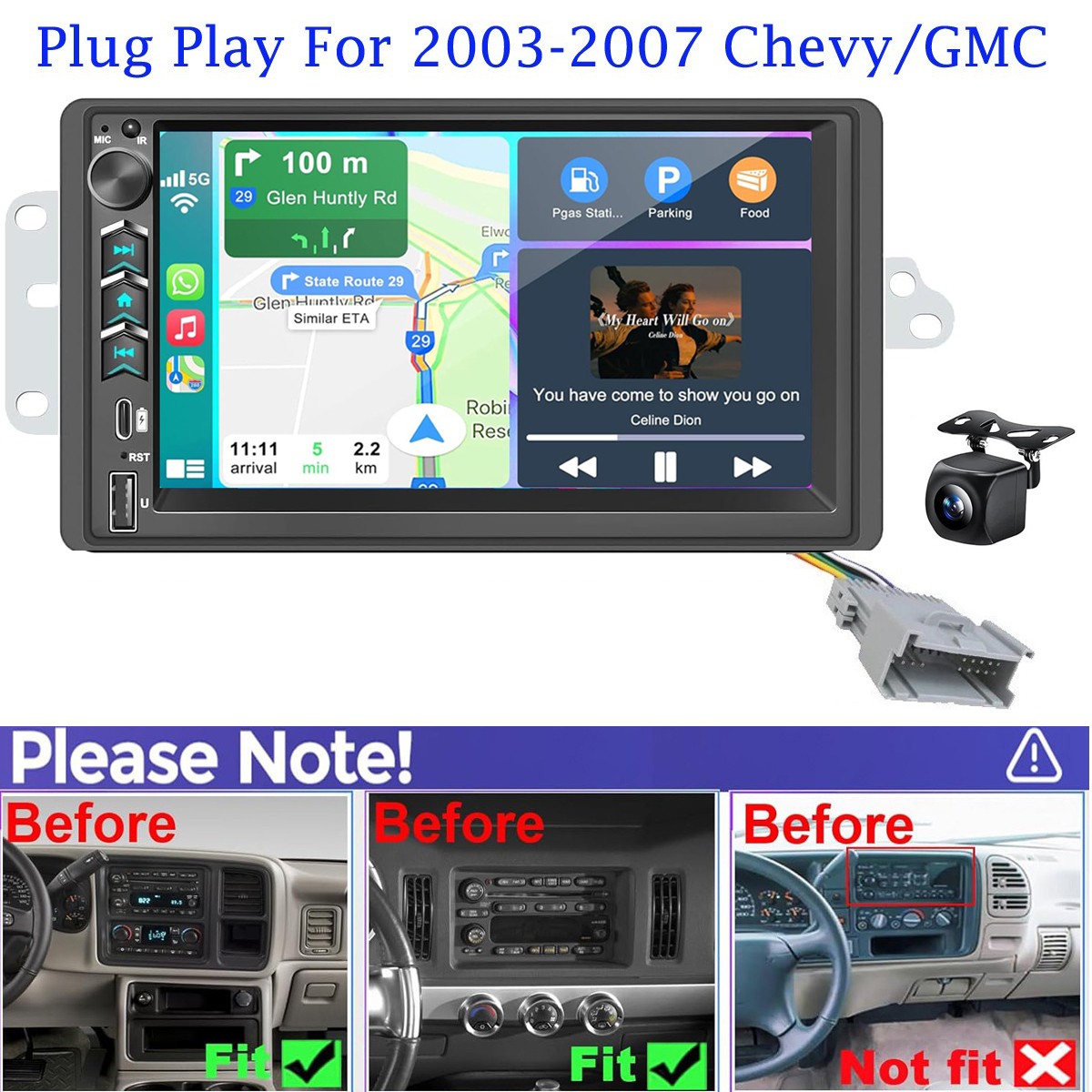 Carplay Car Stereo Radio GPS For GMC Yukon Sierra 2003-2006 /Canyon 2004-2014