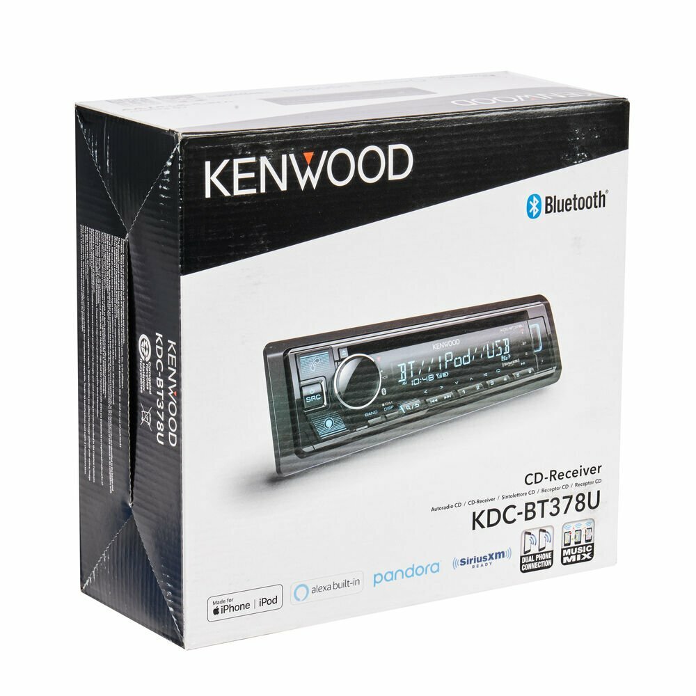 Kenwood KDC-BT378U Bluetooth CD MP3 Android iPhone Pandora AM FM XM USB Aux 6-Ch