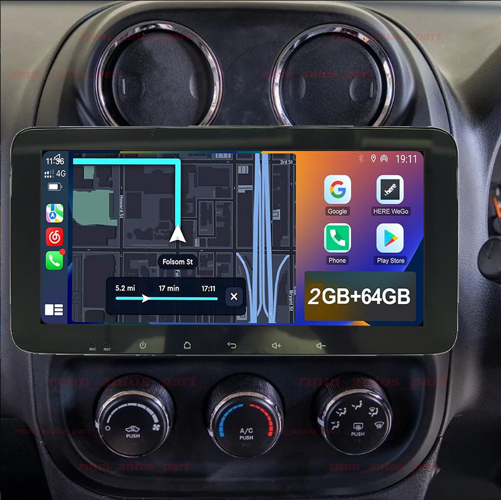 Wifi CarPlay Android 14.0 Radio GPS Stereo DSP 64GFor Jeep Patriot 2009-2016