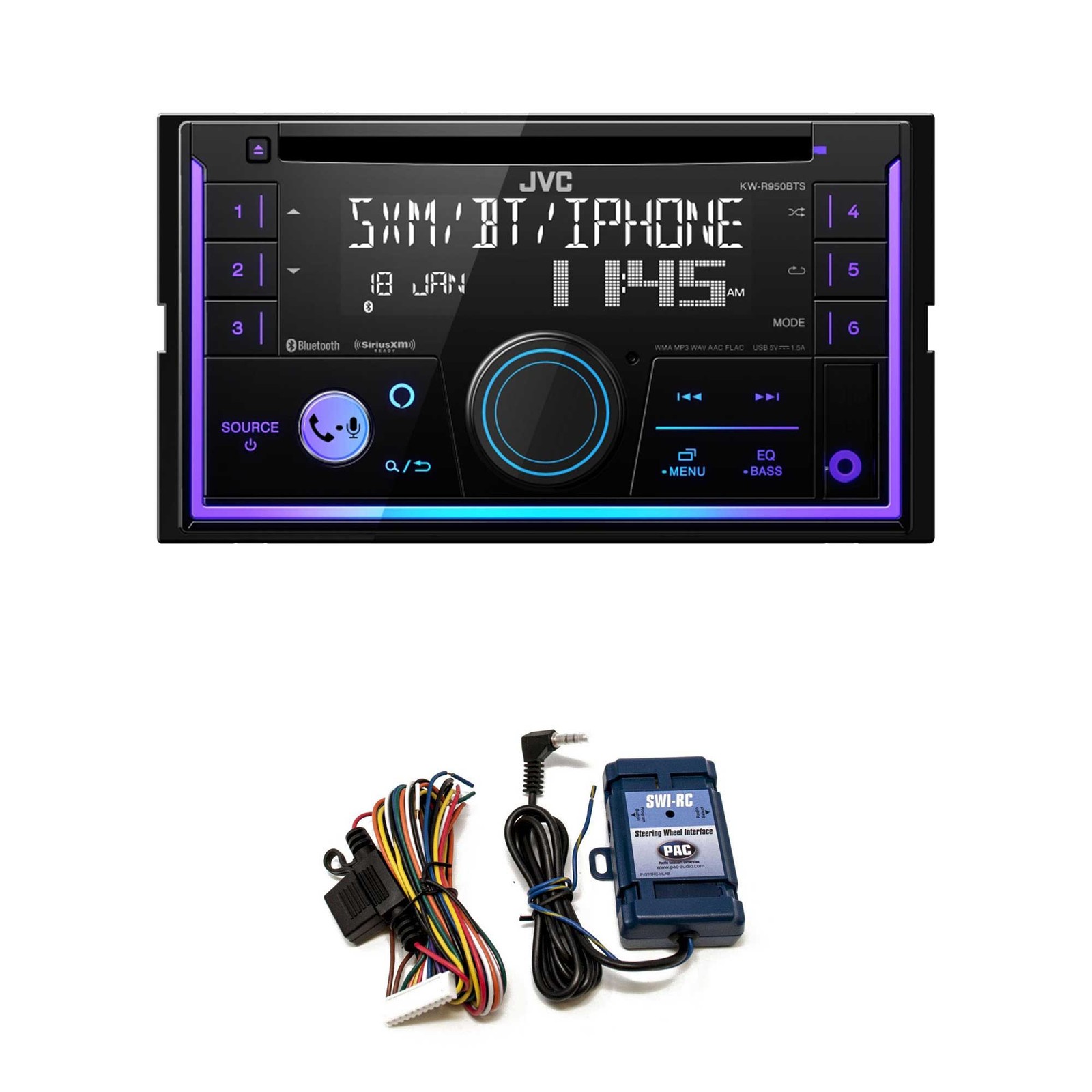 JVC KW-R950BTS 2-DIN CD Receiver BT/USB/XM/Alexa EQ/SW Ctrl