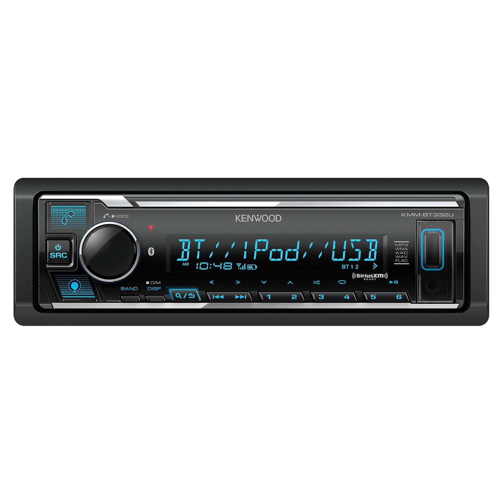 Kenwood KMM-BT332U Bluetooth USB single DIN Media Receiver (No CD) with Alexa