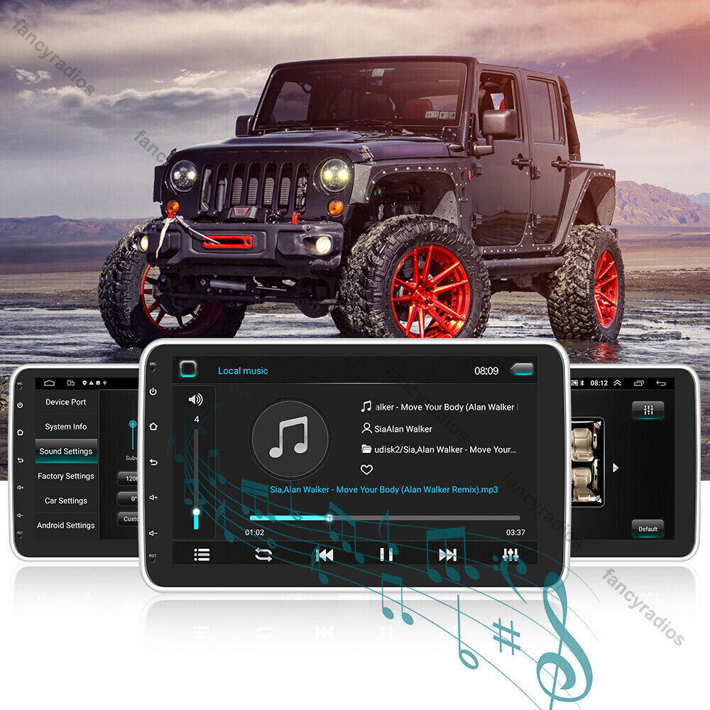 2 Din Android 13 Rotatable 10.1” Carplay Car Radio GPS WIFI Touch Screen Stereo