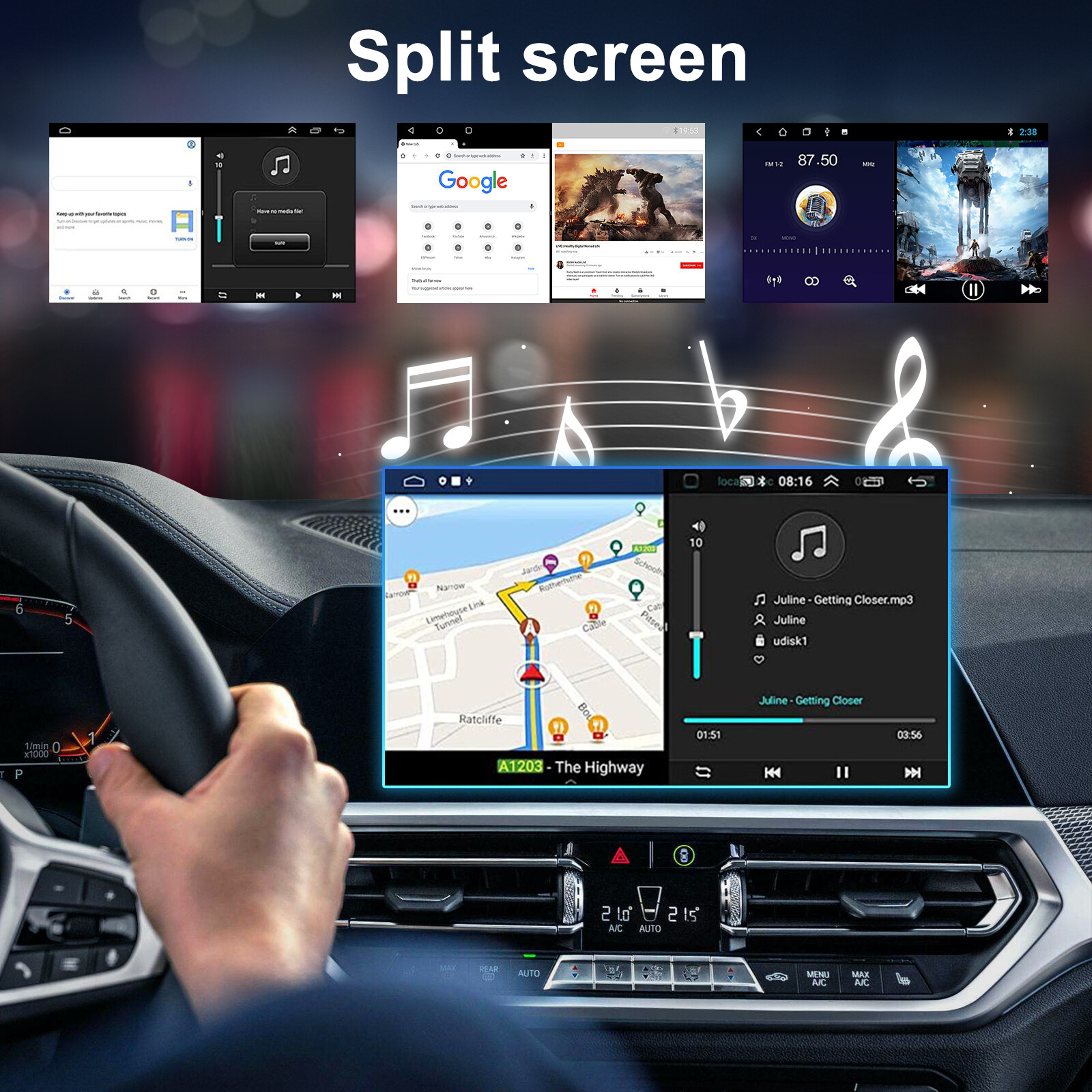 Android 13.0 For CarPlay Car Stereo Radio 10.1″ 2 Din GPS +Camera 4G+64G
