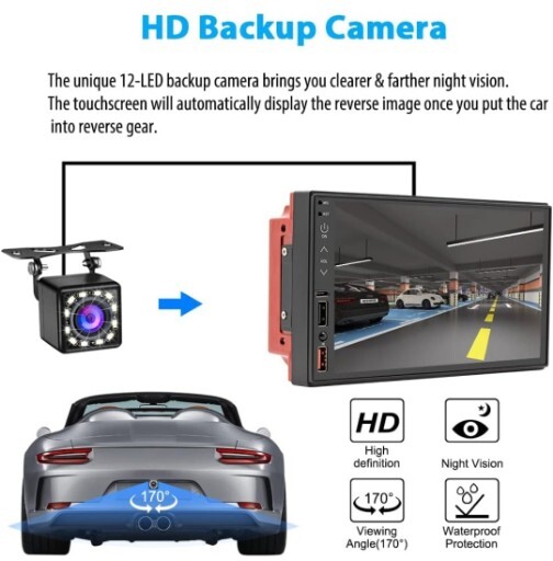 7″ Double Din Car Stereo Carplay Android Auto Play Touch Screen with remote