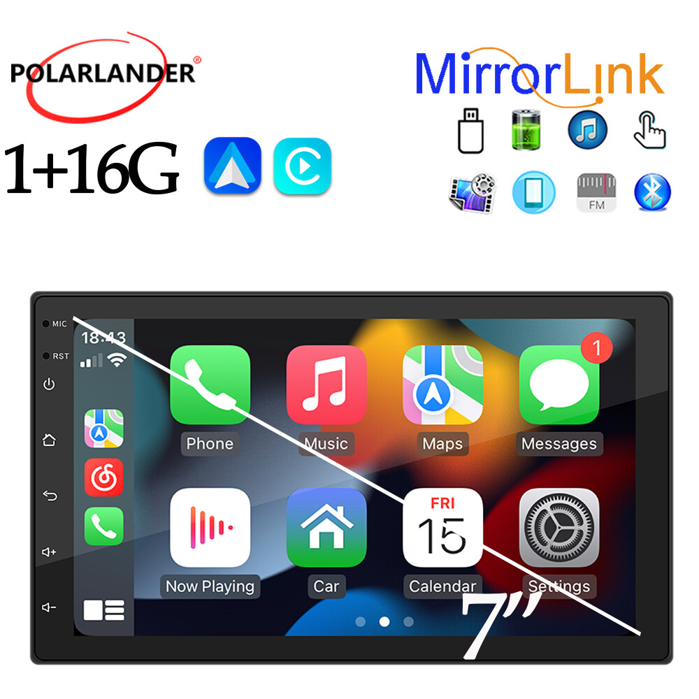 7″ Android Car Radio 1+16GB Double Din Touch Screen GPS Wireless CarPlay WiFi/BT