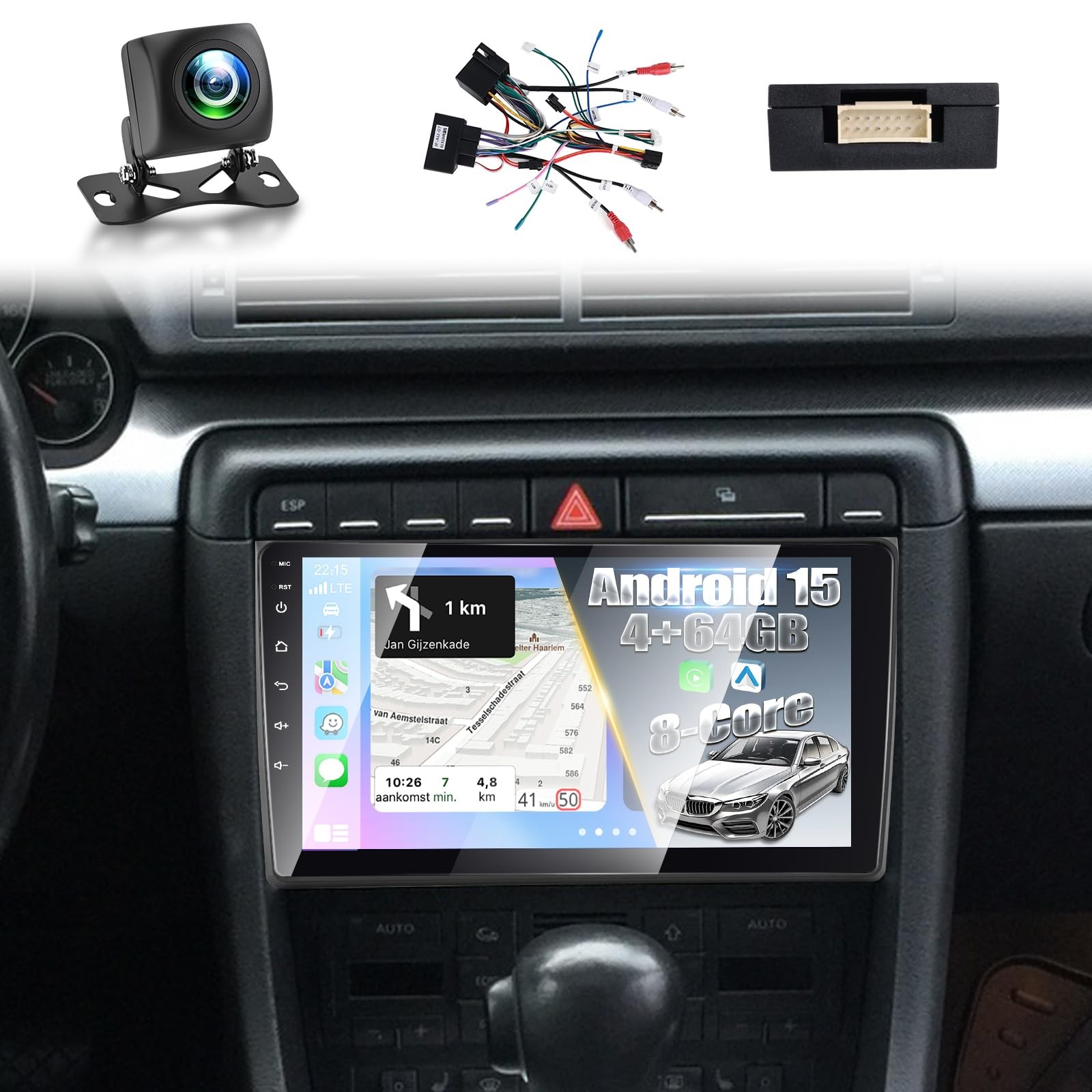 [8 Core 4+64G] for Audi A4 S4 RS4 2002-2008 Upgrade Radio, NHOPEEW 9 inch IPS…