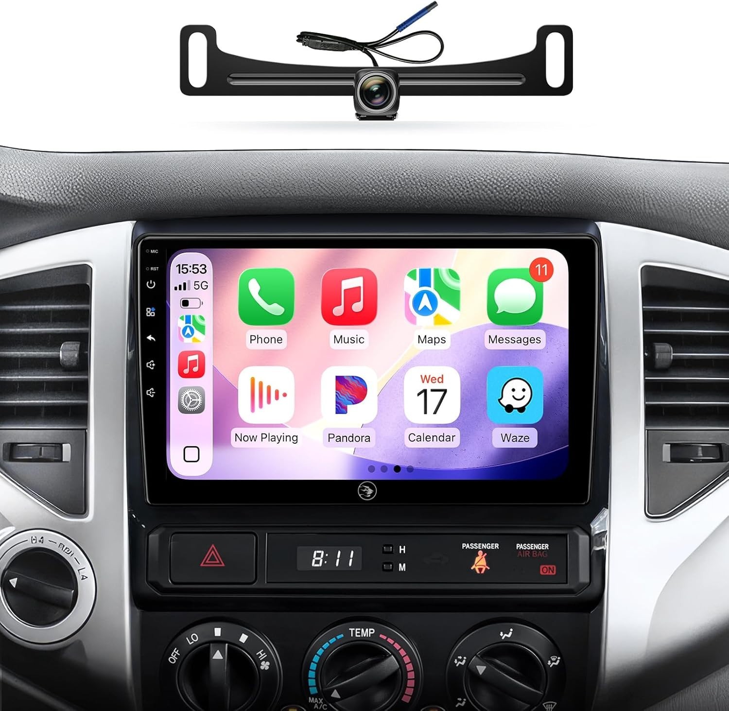 9″ 4+64G Android Auto Carplay Stereo for Toyota Tacoma 2005-2015; Free Camera