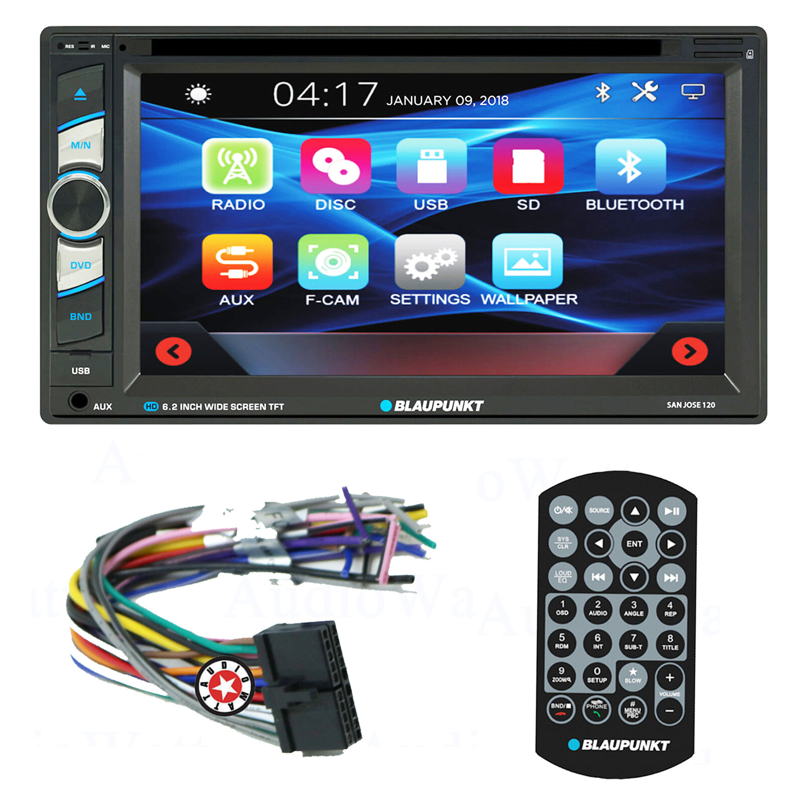BLAUPUNKT 6.2″ 2 DIN TOUCHSCREEN DVD BLUETOOTH STEREO CAR AUDIO – SAN JOSE 120
