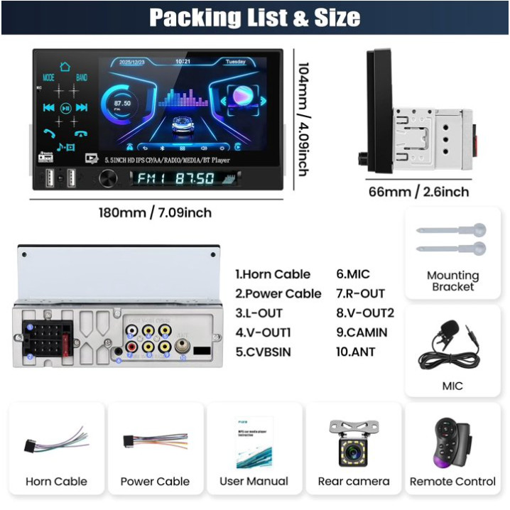 Estereo De Pantalla con Bluetooth Para Coche Carro Auto MP3 Player WMA/WAV/APE/F