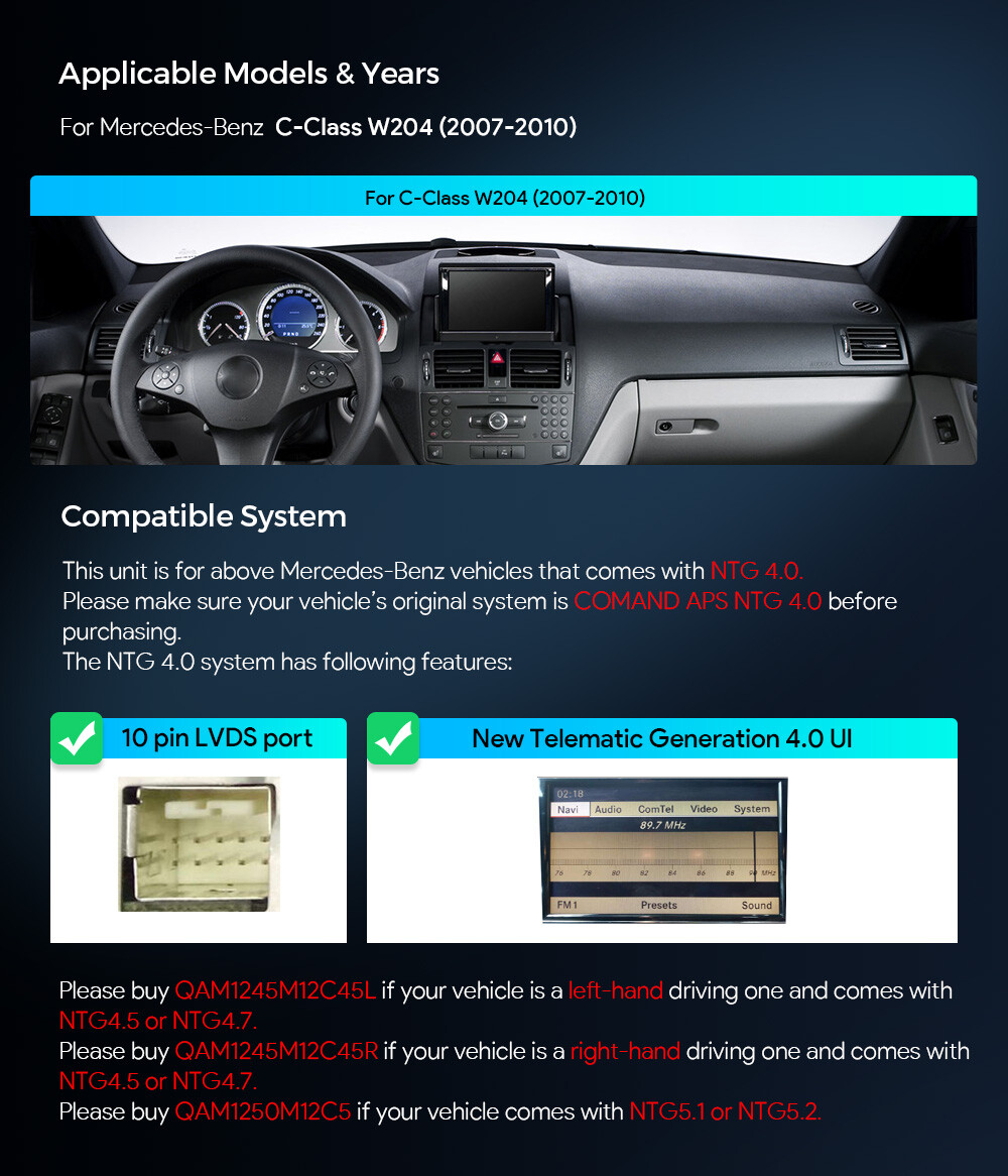 Android 13 8-Core 8+128G Car Play 4G GPS Stereo For Mercedes-Benz C-W204 2007-10