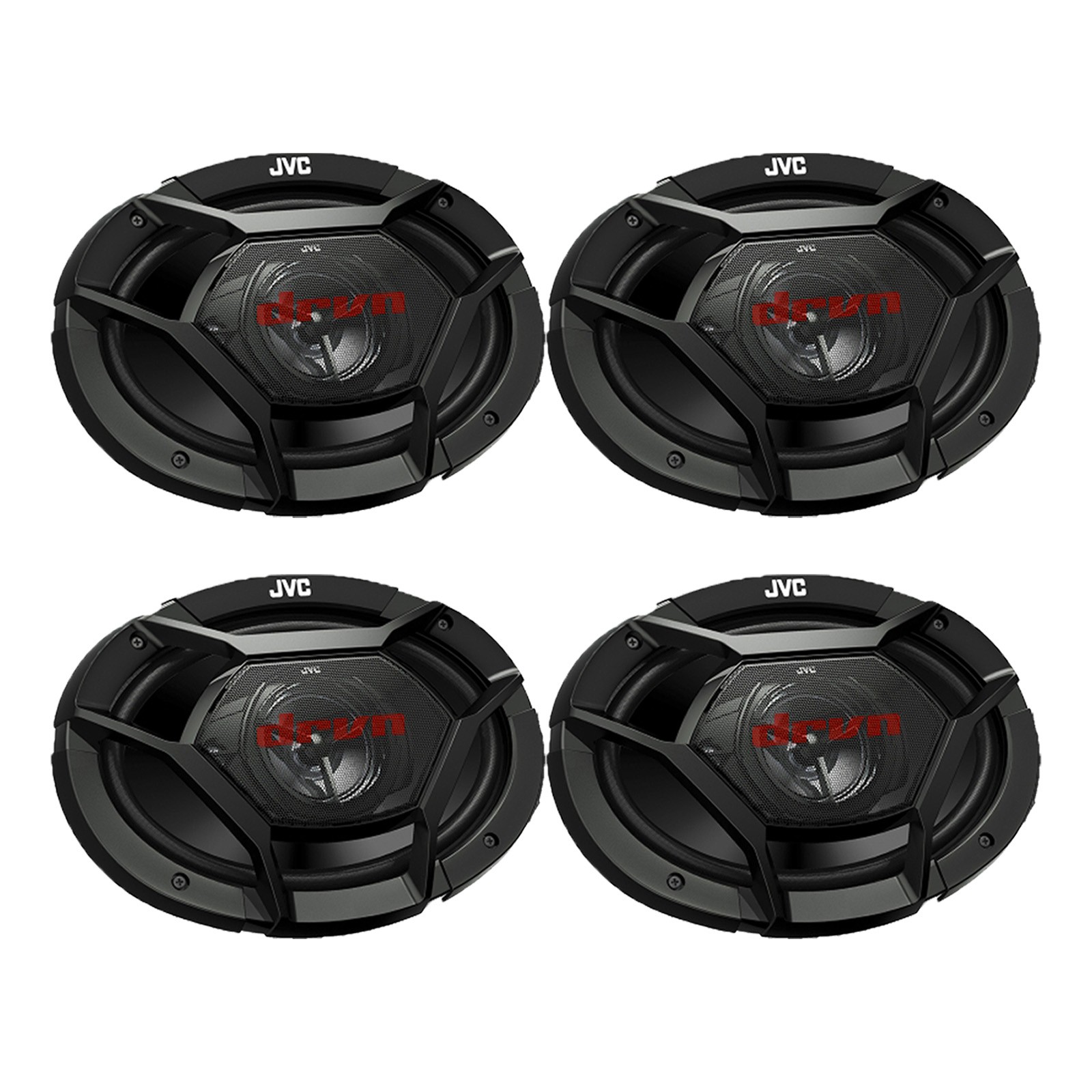 2 Pair (QTY 4) of JVC CS-DR6931 6×9″ 500 Watt 3-Way Car Audio Speakers (Black)