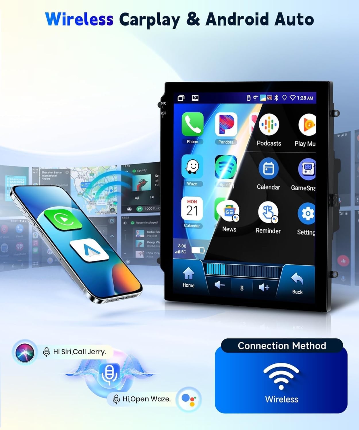 9.7″ Touchscreen Wireless Carplay Android Auto Stereo for 2012-2018 Ford Focus