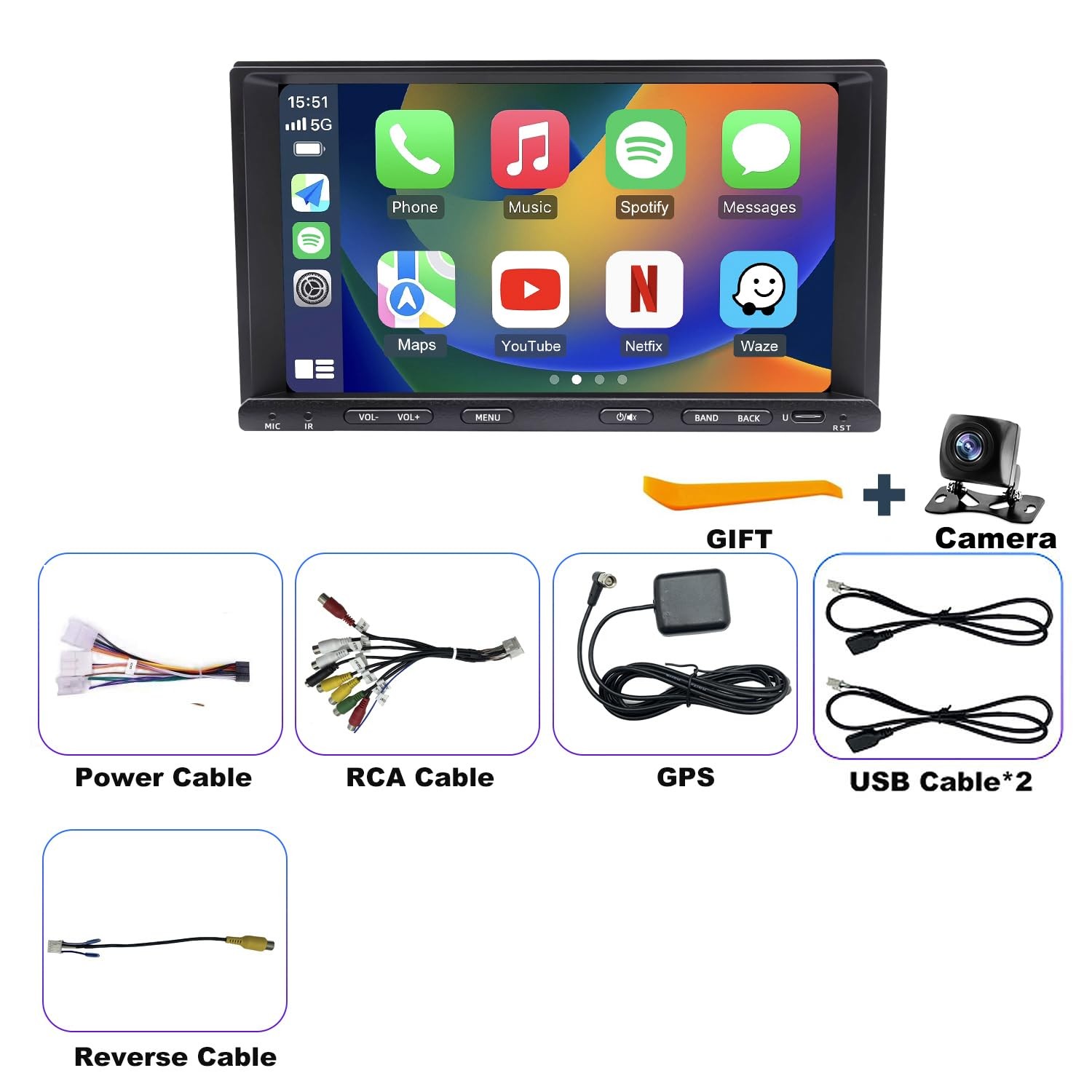 7″ Touchscreen Wireless Carplay Stereo for 1995-2004 Tacoma, 1992-2002 4Runner