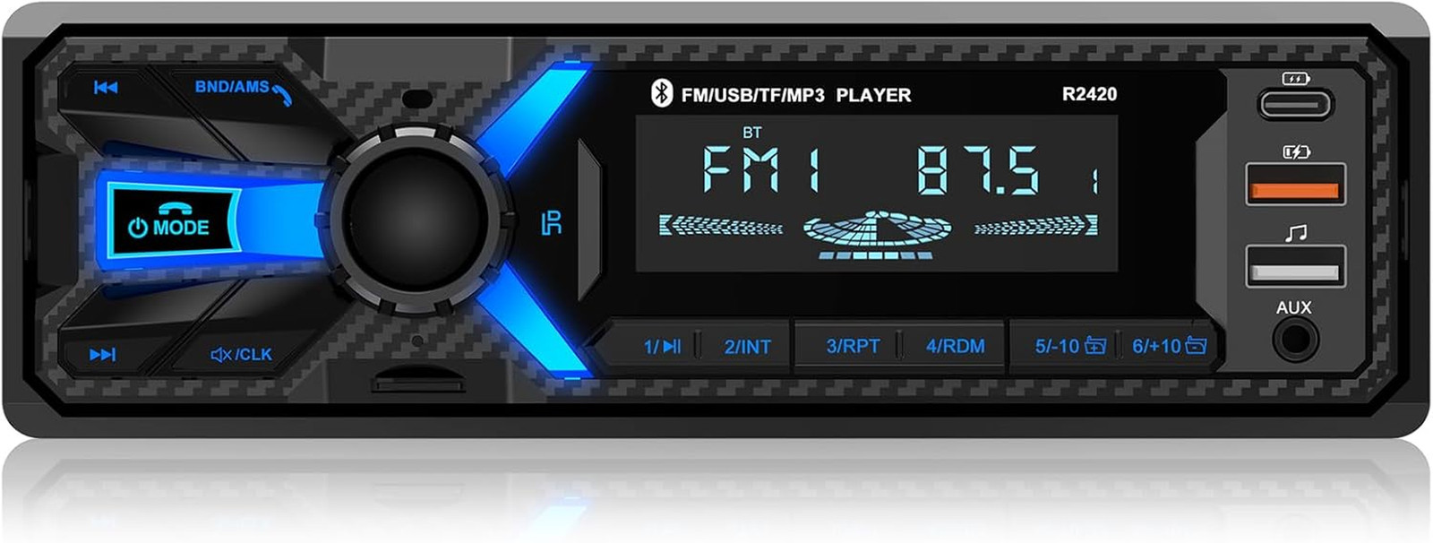 Car Radio Bluetooth with Type-C/Usb Port, FM/AM Single Din Car Stereo Radio wit
