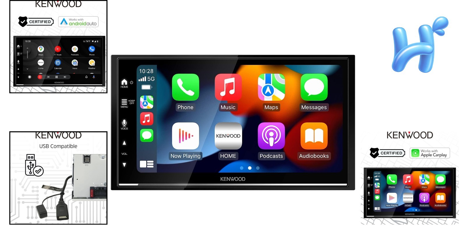 CarPlay & Android Auto Compatible 6.8-Inch Car Stereo with Bluetooth Connection