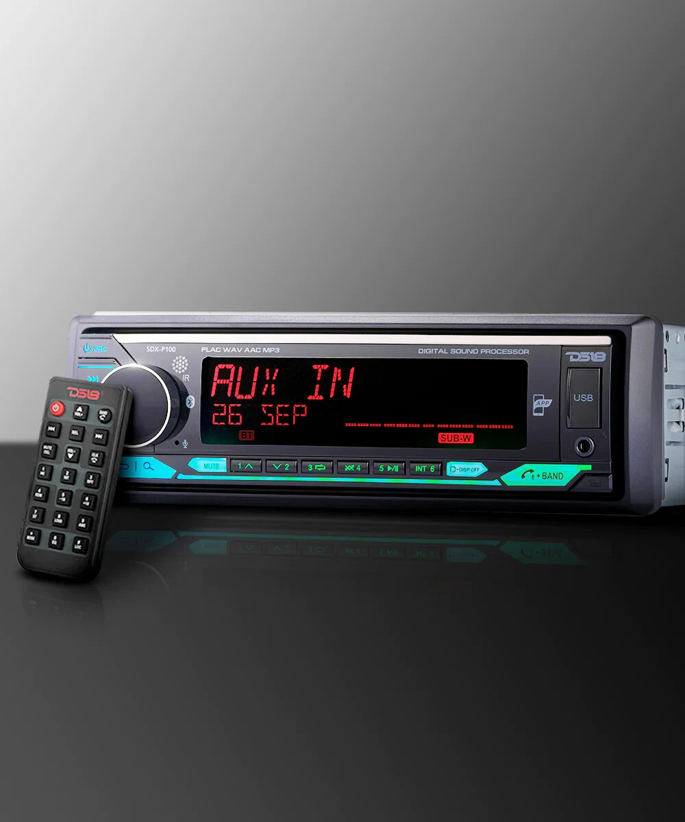 DS18 Single Din Car Stereo Receiver Built-in DSP EQ Bluetooth Sub Out SDX-P100