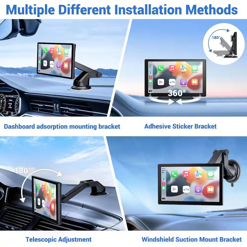 9 Portable 4K Dash Cam Apple Carplay Android Auto Car Stereo with 1080P Backup C