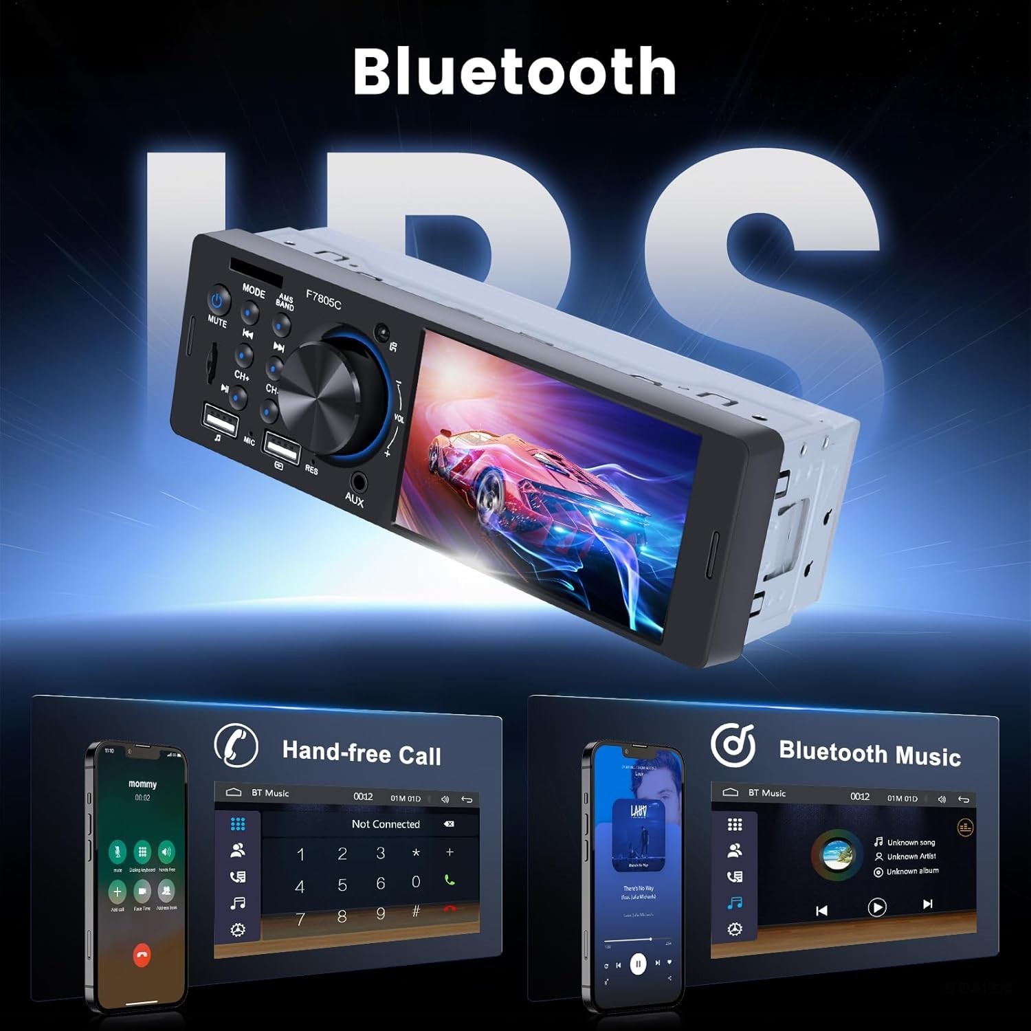 Single Din Car Stereo with CarPlay Android Auto, Touch Screen Car Audio Recei…