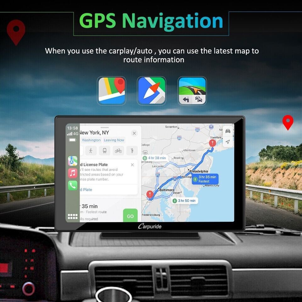 Carpuride 9Inch HD Wireless Portable Car Stereo For Carplay & Android Auto Play