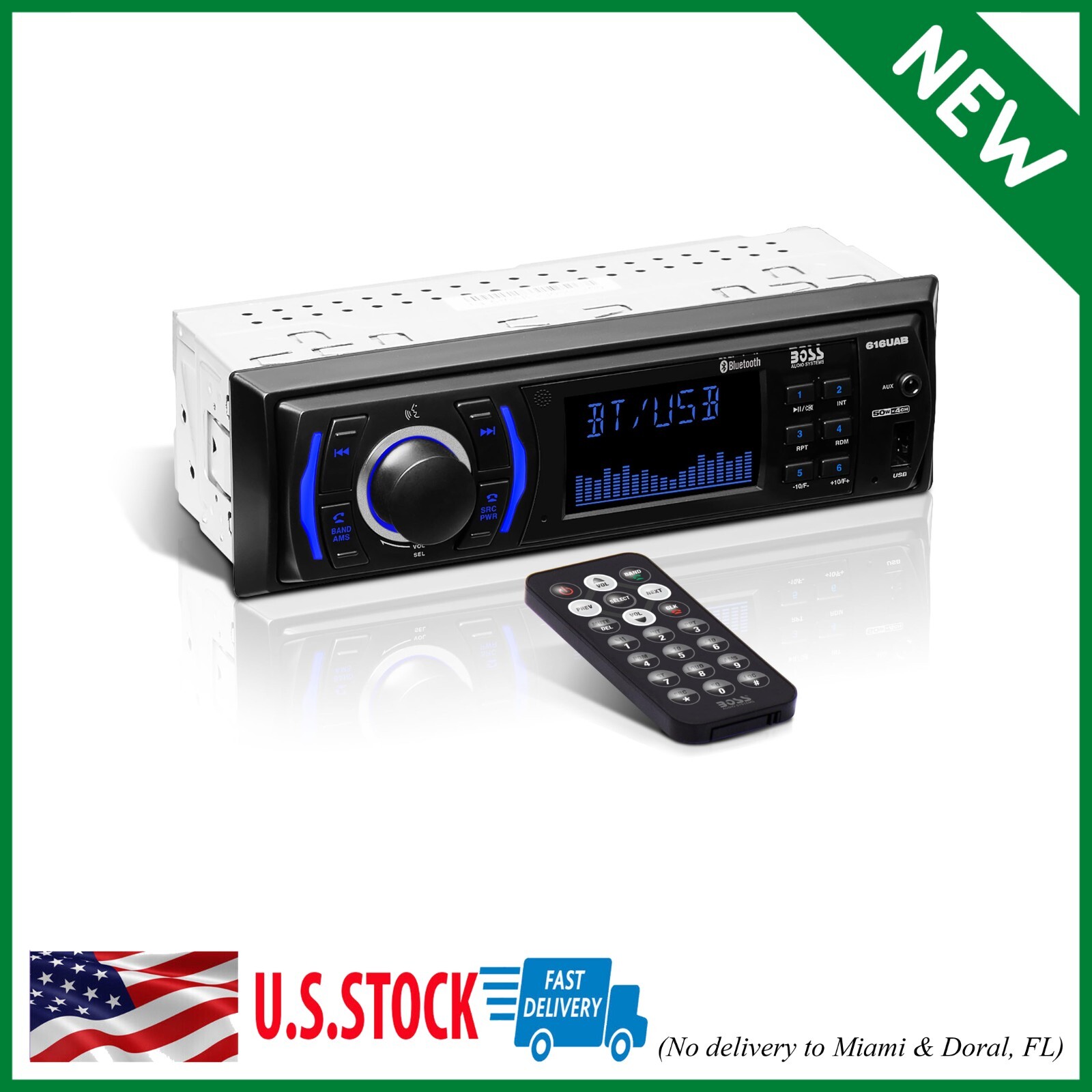 BOSS Audio Systems 616UAB Car Stereo With Bluetooth – Single DIN, MP3, USB, Aux-