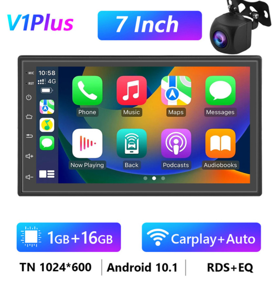 Podofo 8G 128G Auto Radio GPS 2 din Android 10,0 Auto Carplay Universal 7